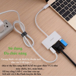 USB Type C 3.1 to USB 3.0 +VGA chính hãng Ugreen 30376